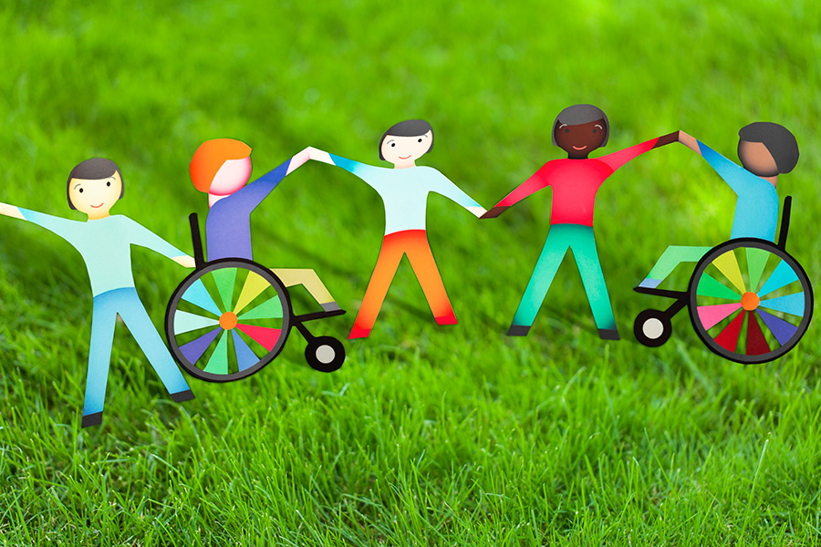 ilustración en la que se reflejaa la diveridad funcional y el voluntariado