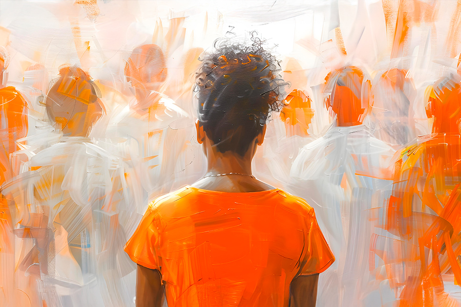 cuadro al oleo con personas de espaldas como ejemplo de diversidad funcional y la creatividad